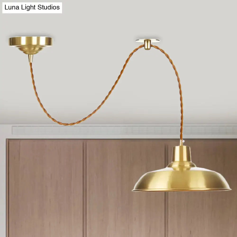 Gold Metallic Warehouse Pendant Light With Adjustable Suspension / B