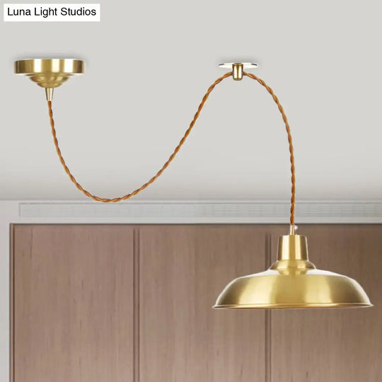 Gold Metallic Warehouse Pendant Light With Adjustable Suspension / B