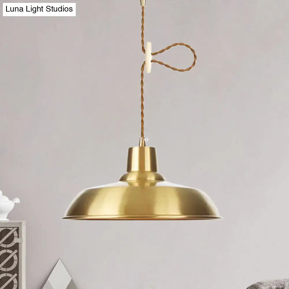 Gold Metallic Warehouse Pendant Light With Adjustable Suspension / A