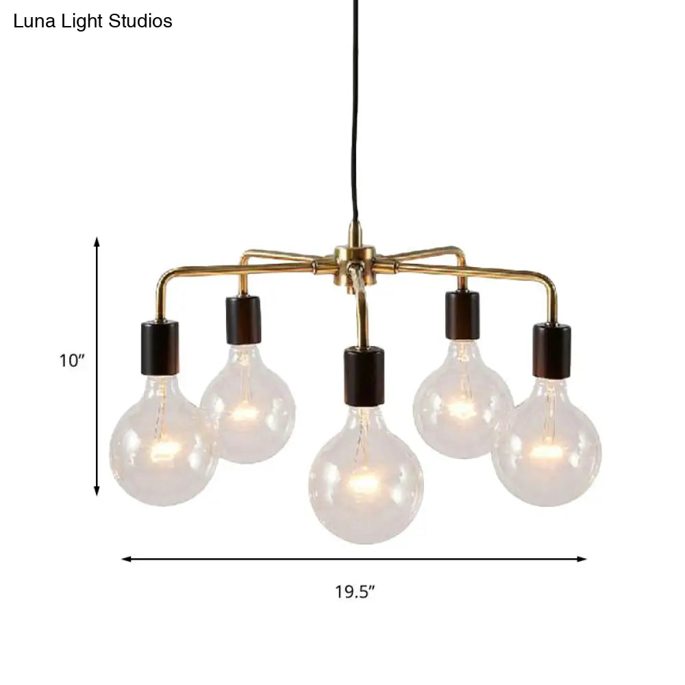 Gold Metallic Industrial Chandelier - Multi Light Living Room Hanging Fixture