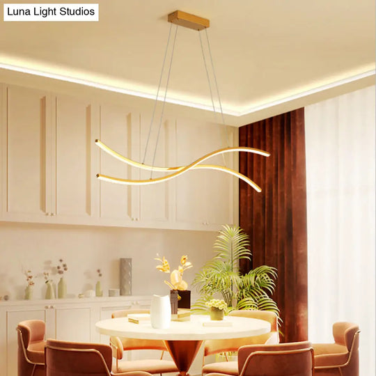 Gold Metallic Led Hanging Light - Minimalist Island Ceiling For Restaurants