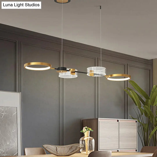 Gold Metallic Circle Pendant Led Suspension Light - Modern & Stylish