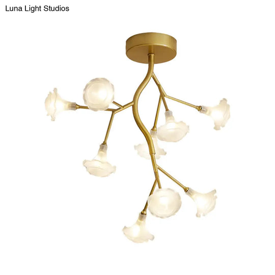 Gold Metallic Led Tree Branch Chandelier Light With Postmodern Shade