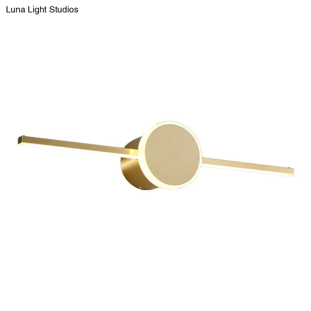 Gold Metallic Led Wall Sconce For Modern Washbasin Vanity Lighting