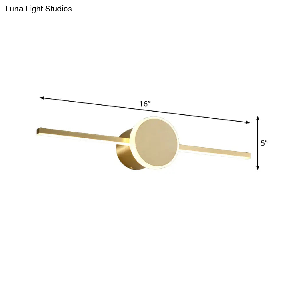 Gold Metallic Led Wall Sconce For Modern Washbasin Vanity Lighting