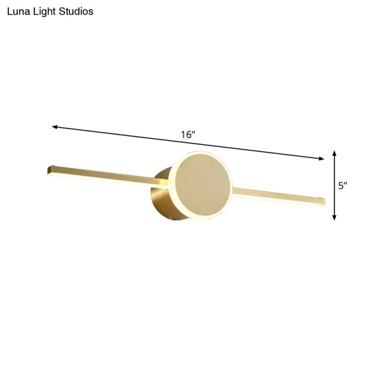 Gold Metallic Led Wall Sconce For Modern Washbasin Vanity Lighting