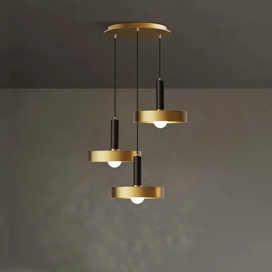 Gold Metallic Lid Shaped Pendant Light Fixture For Dining Room - Post-Modern Suspension Lighting 3 /