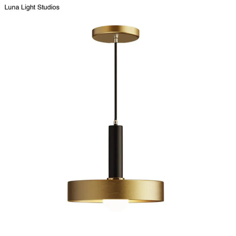 Gold Metallic Lid Shaped Pendant Light Fixture For Dining Room - Post-Modern Suspension Lighting