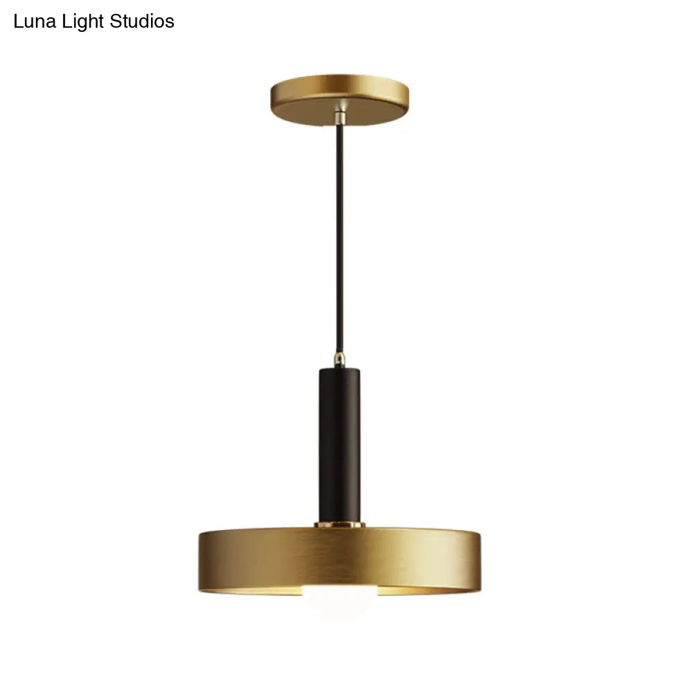 Gold Metallic Lid Shaped Pendant Light Fixture For Dining Room - Post-Modern Suspension Lighting