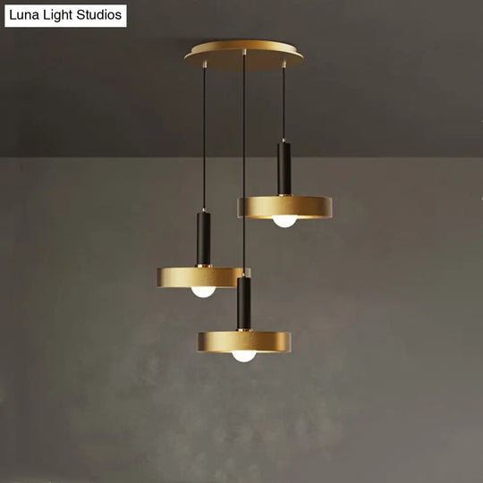 Modern Gold Pendant Light Fixture For Dining Room With Metallic Lid Shape 3 /