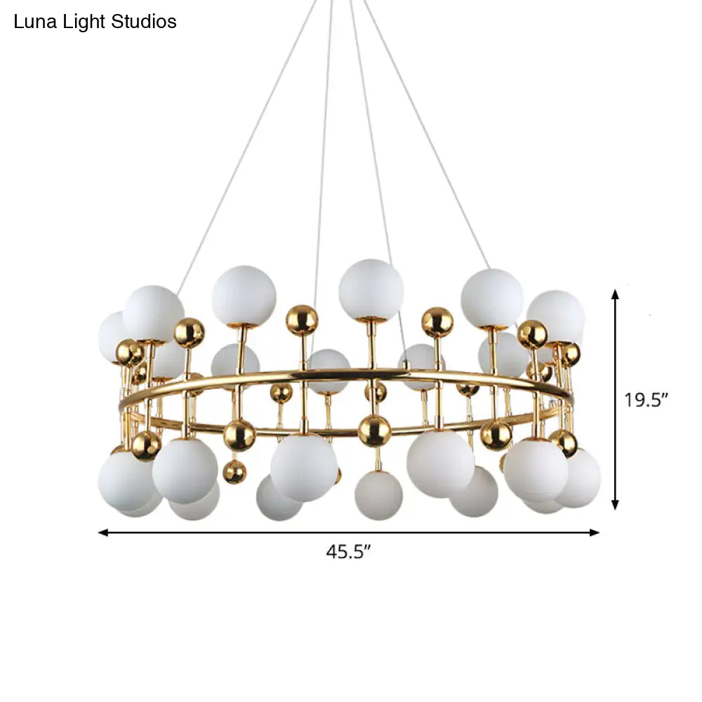 Gold Metallic Sphere Shade Suspension Light: Modern Hotel Villa Chandelier