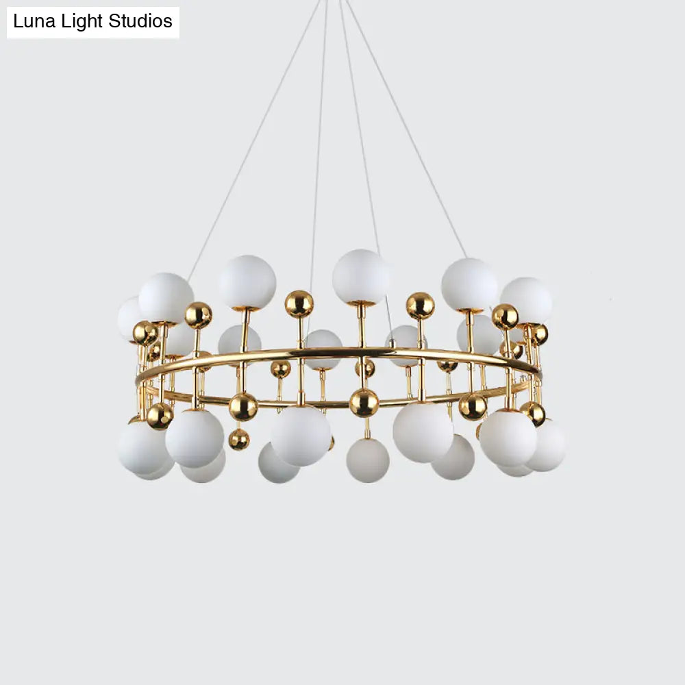 Gold Metallic Sphere Shade Suspension Light: Modern Hotel Villa Chandelier