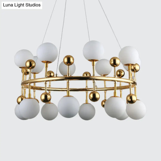 Gold Metallic Sphere Shade Suspension Light: Modern Hotel Villa Chandelier