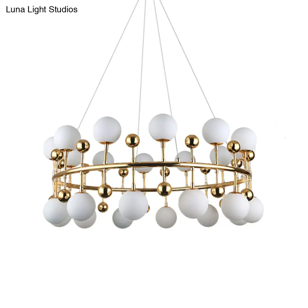 Gold Metallic Sphere Shade Suspension Light: Modern Hotel Villa Chandelier