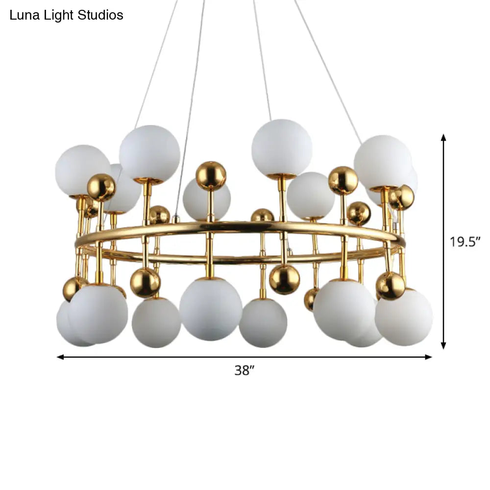 Gold Metallic Sphere Shade Suspension Light: Modern Hotel Villa Chandelier