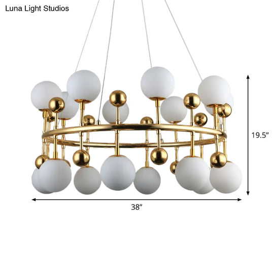 Gold Metallic Sphere Shade Suspension Light: Modern Hotel Villa Chandelier