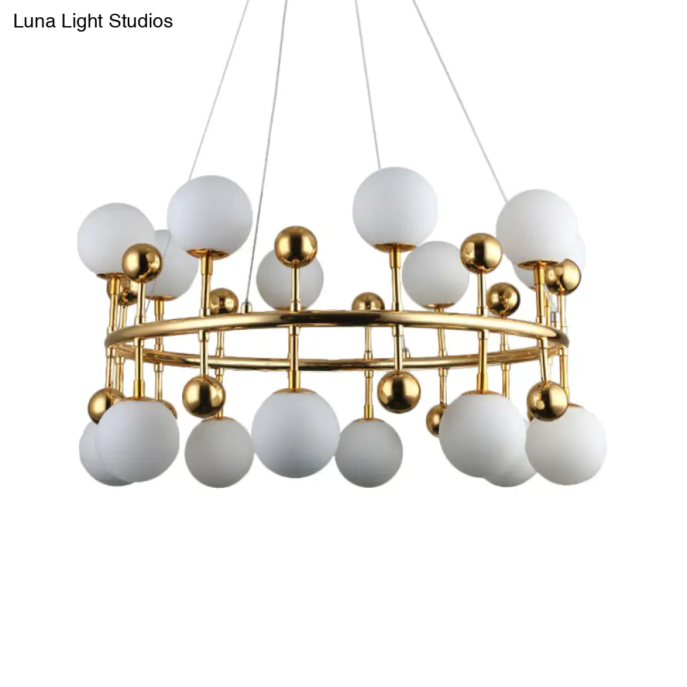 Gold Metallic Sphere Shade Suspension Light: Modern Hotel Villa Chandelier