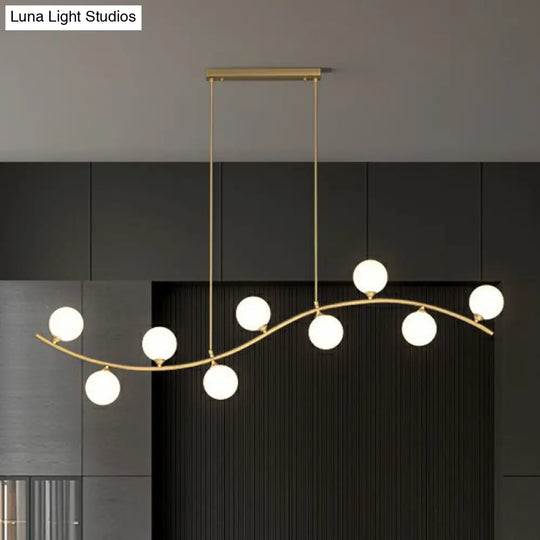 Gold Milk Ball Glass Pendant Lighting For Minimalist Dining Room Island