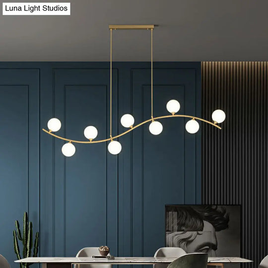 Gold Milk Ball Glass Pendant Lighting For Minimalist Dining Room Island