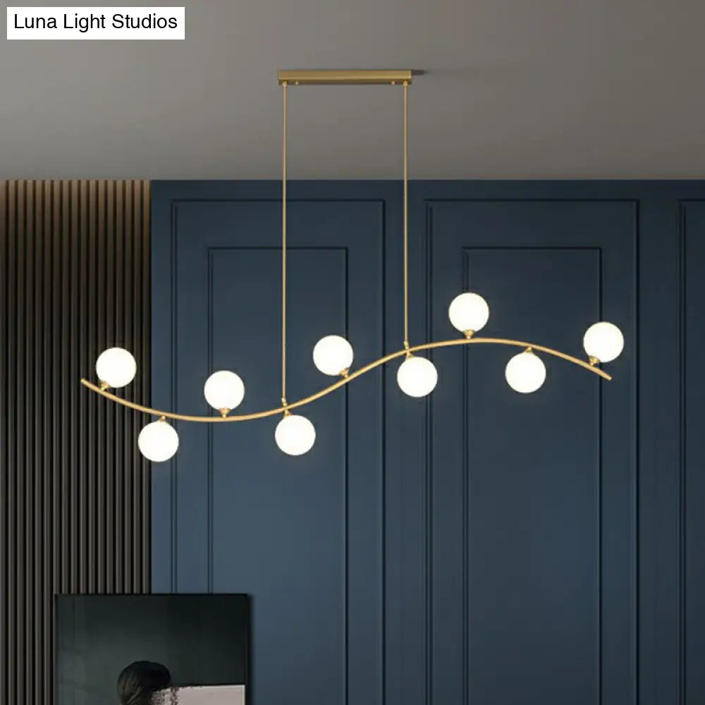 Gold Milk Ball Glass Pendant Lighting For Minimalist Dining Room Island