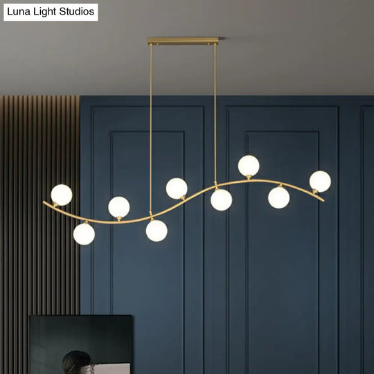 Gold Milk Ball Glass Pendant Lighting For Minimalist Dining Room Island