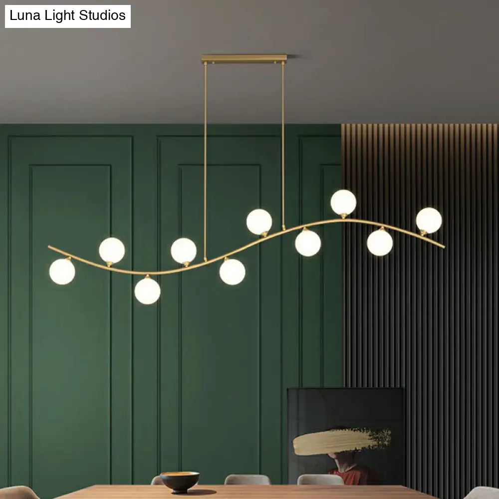 Gold Milk Ball Glass Pendant Lighting For Minimalist Dining Room Island