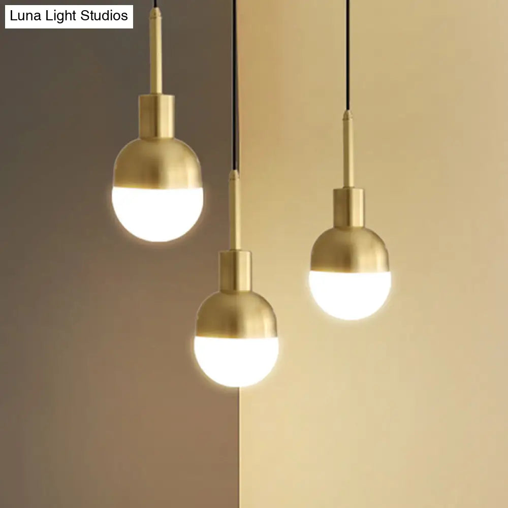 Gold Milk Glass Ball Pendant Lamp: Modernist 1-Light Ceiling Fixture For Living Room