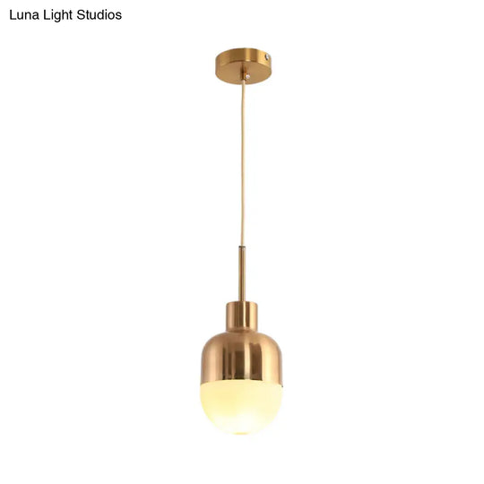 Gold Milk Glass Ball Pendant Lamp: Modernist 1-Light Ceiling Fixture For Living Room