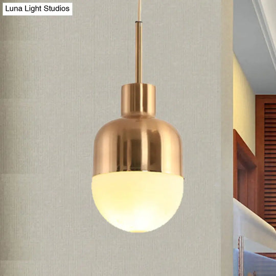 Gold Milk Glass Ball Pendant Lamp: Modernist 1-Light Ceiling Fixture For Living Room