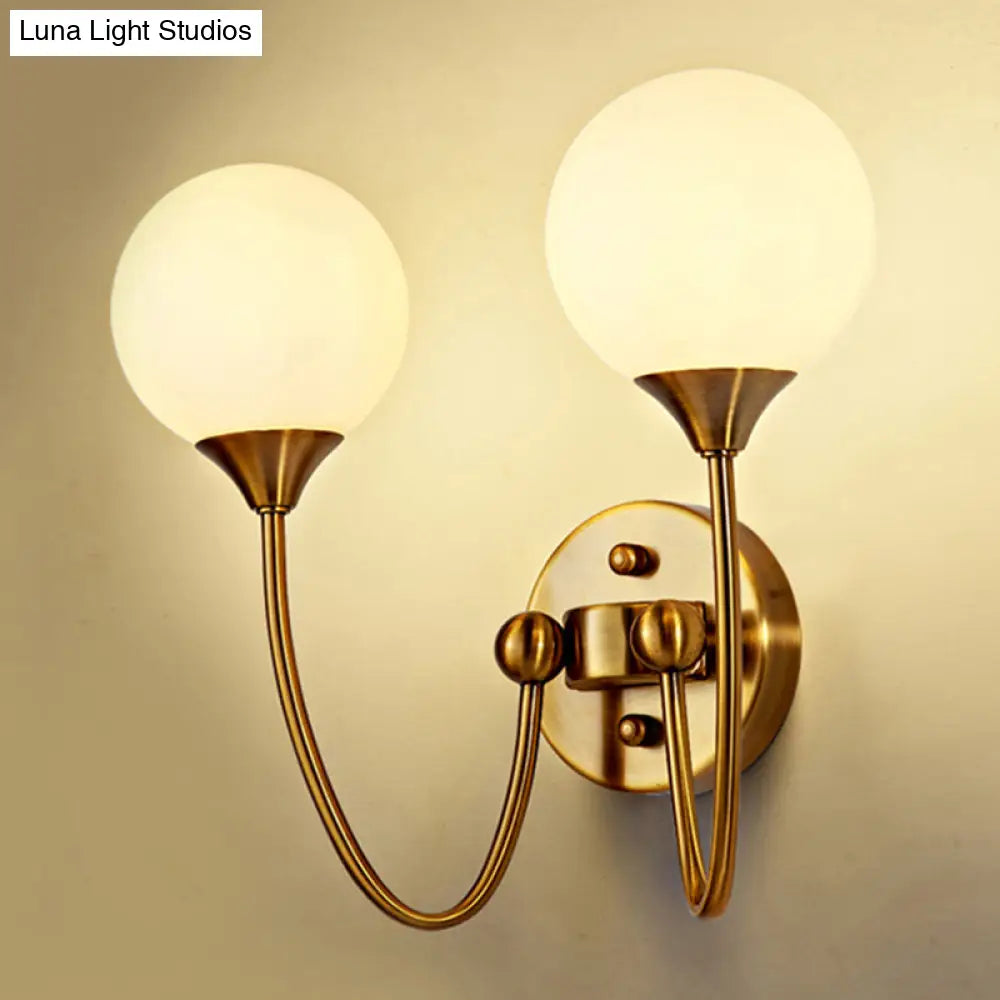 Gold Milk Glass Wall Sconce: Elegant And Stylish 1/2 Lights Light With Ball Shade For Living Room