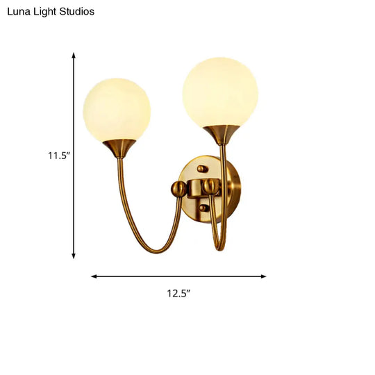 Gold Milk Glass Wall Sconce: Elegant And Stylish 1/2 Lights Light With Ball Shade For Living Room