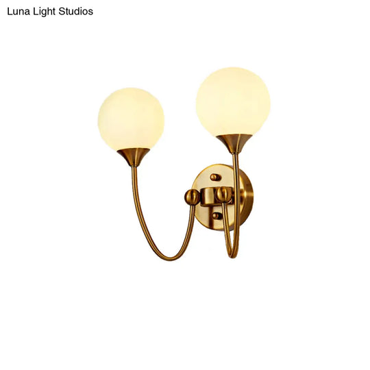 Gold Milk Glass Wall Sconce: Elegant And Stylish 1/2 Lights Light With Ball Shade For Living Room