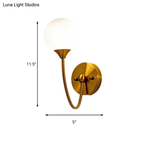 Gold Milk Glass Wall Sconce: Elegant And Stylish 1/2 Lights Light With Ball Shade For Living Room