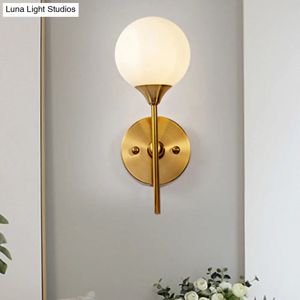 Gold Milk Glass Wall Sconce: Elegant And Stylish 1/2 Lights Light With Ball Shade For Living Room