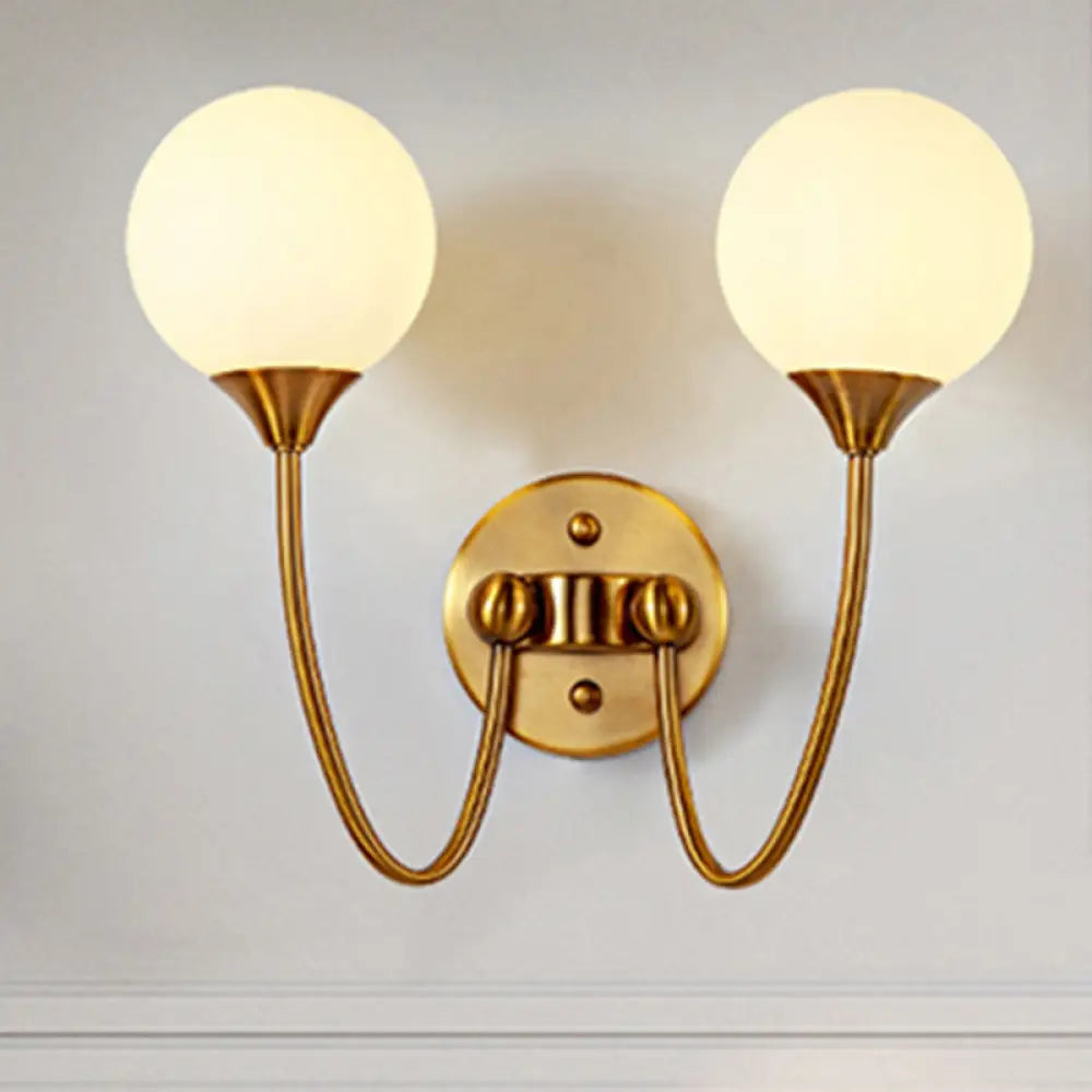 Gold Milk Glass Wall Sconce: Elegant And Stylish 1/2 Lights Light With Ball Shade For Living Room