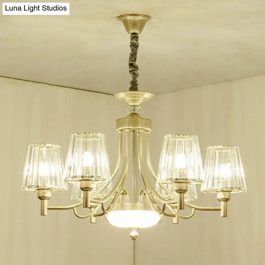 Gold Crystal Cone Pendant Light With Minimalist Design - 3/6 Bulbs Perfect For Bedroom