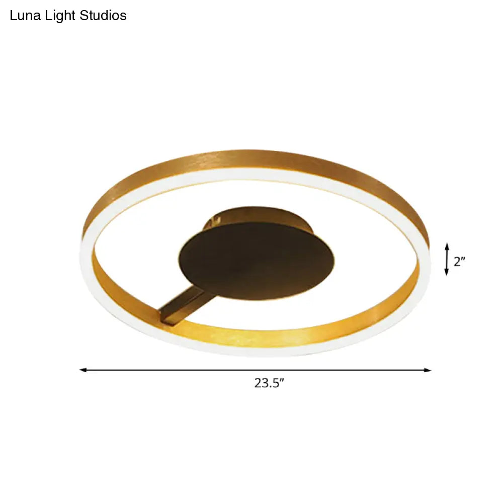 Gold Minimalist Led Bedroom Flushmount Light 16’/23.5’ Circular Acrylic Design