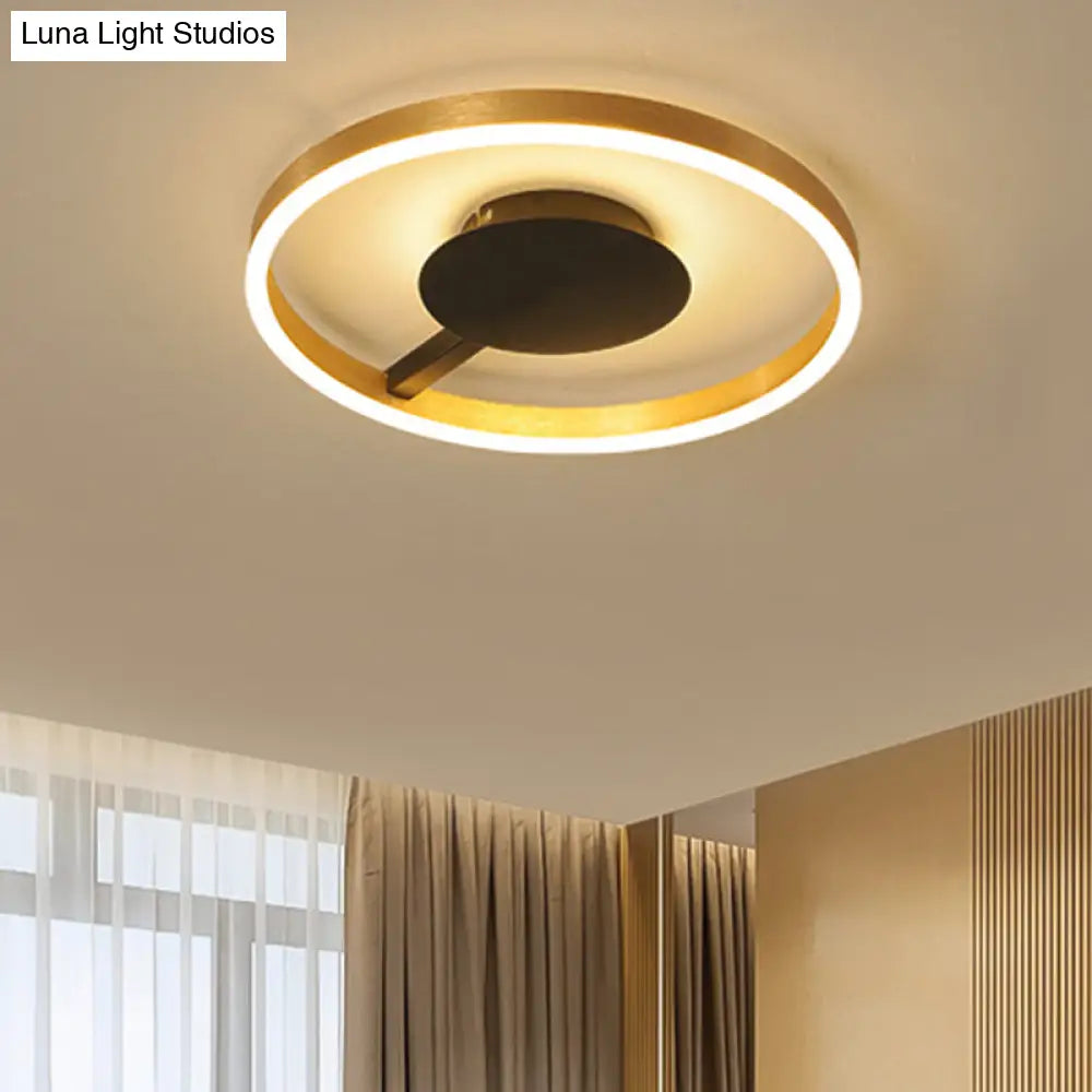 Gold Minimalist Led Bedroom Flushmount Light 16/23.5 Circular Acrylic Design