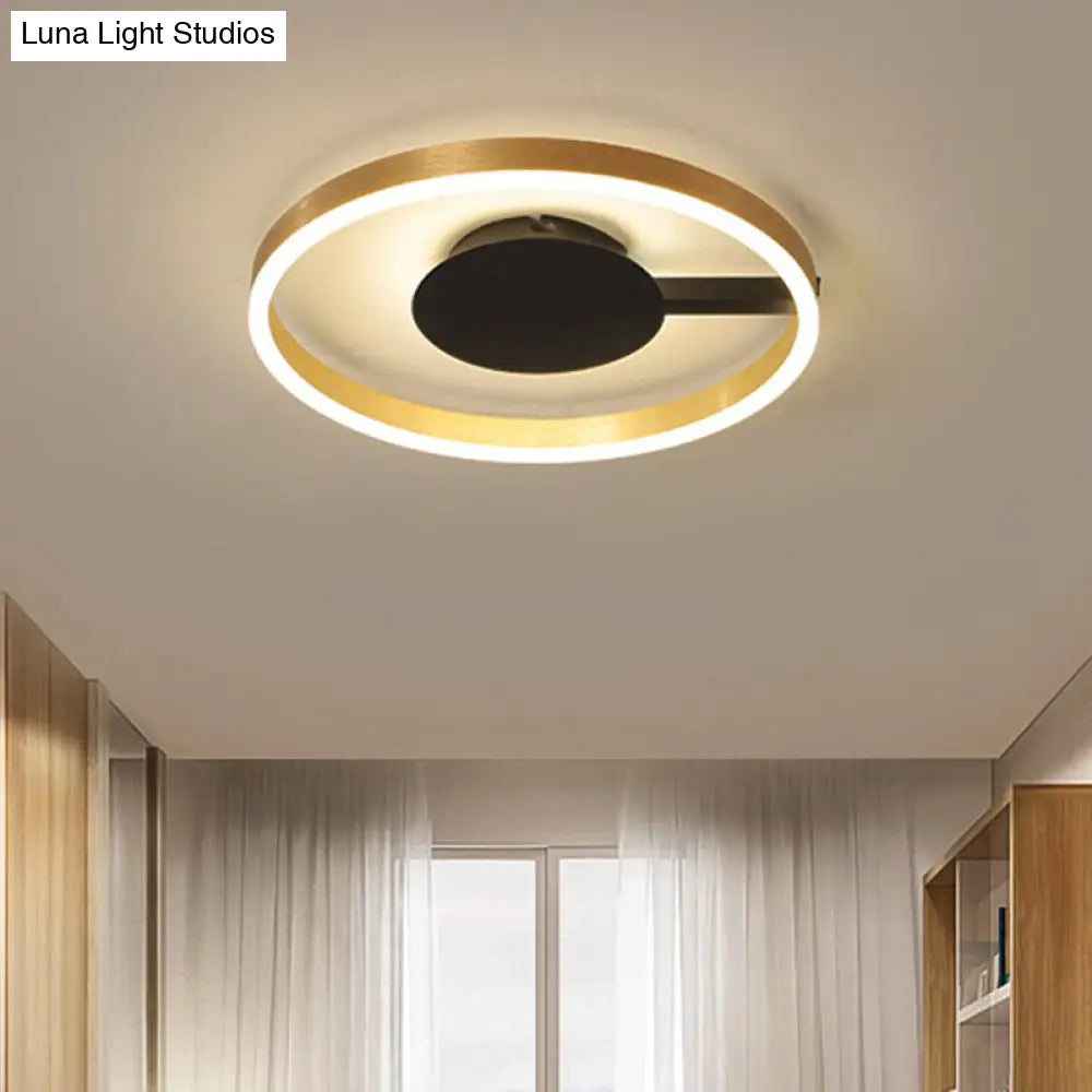 Gold Minimalist Led Bedroom Flushmount Light 16/23.5 Circular Acrylic Design