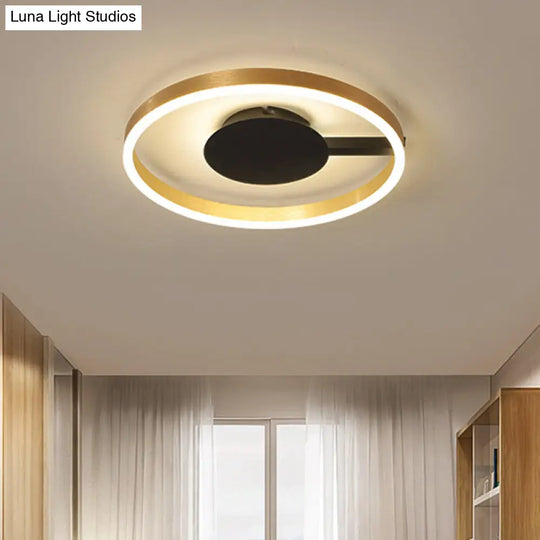 Gold Minimalist Led Bedroom Flushmount Light 16/23.5 Circular Acrylic Design