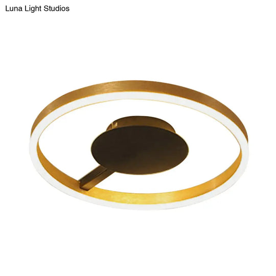 Gold Minimalist Led Bedroom Flushmount Light 16/23.5 Circular Acrylic Design