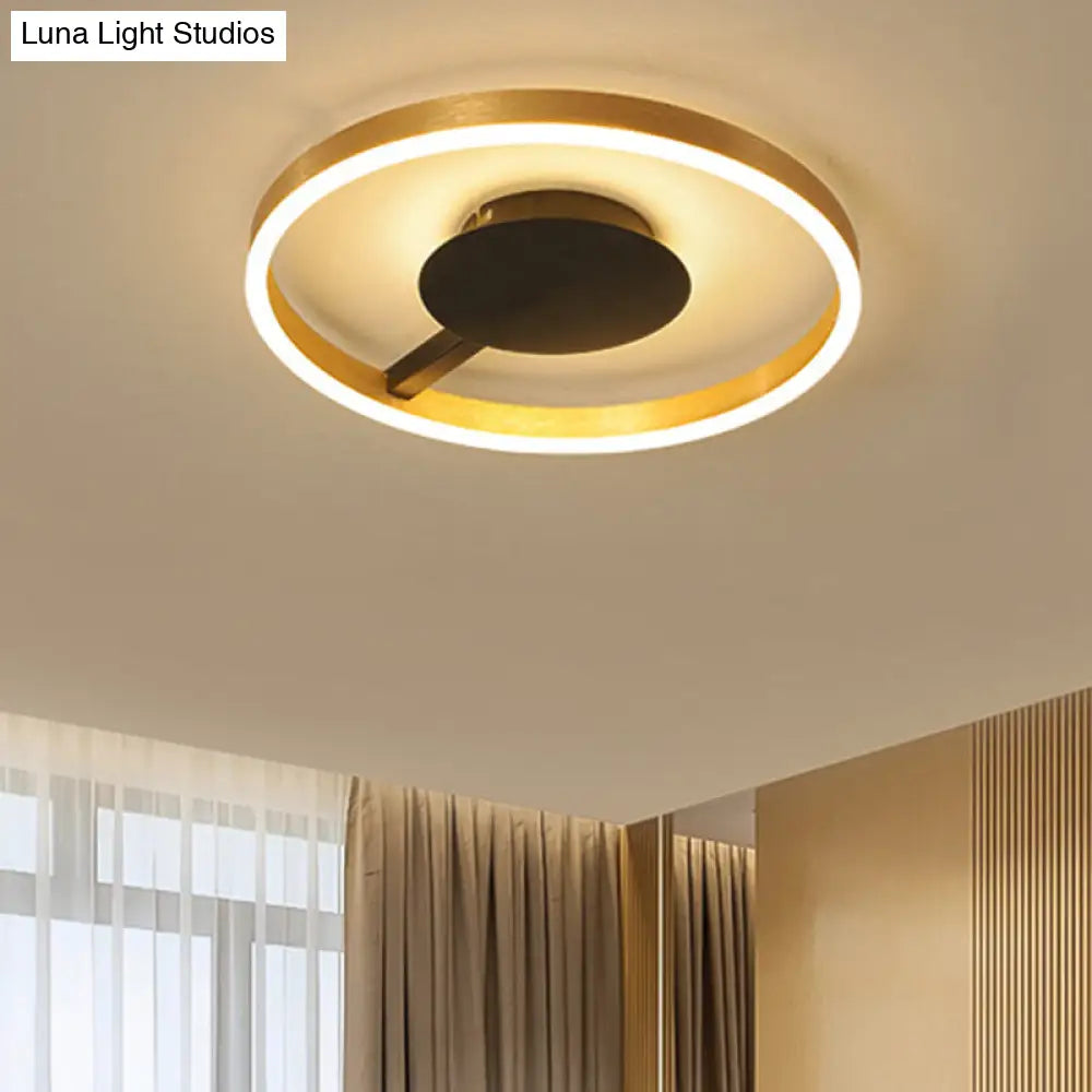 Gold Minimalist Led Bedroom Flushmount Light 16’/23.5’ Circular Acrylic Design