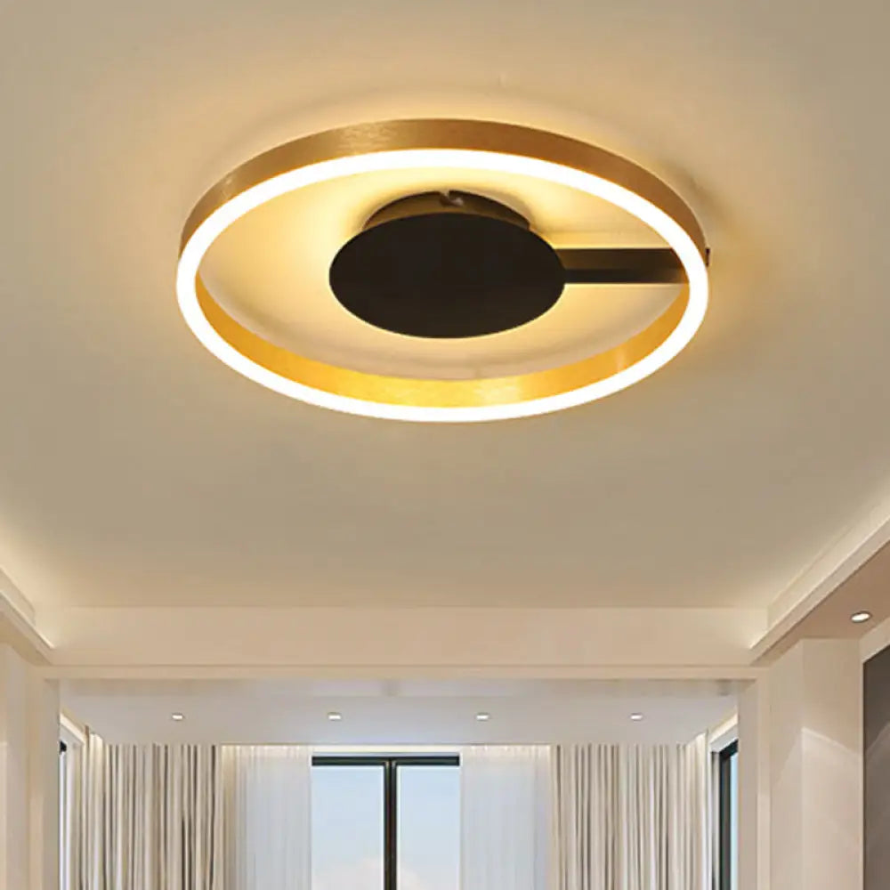 Gold Minimalist Led Bedroom Flushmount Light 16’/23.5’ Circular Acrylic Design / 16’