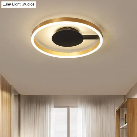 Gold Minimalist Led Bedroom Flushmount Light 16’/23.5’ Circular Acrylic Design