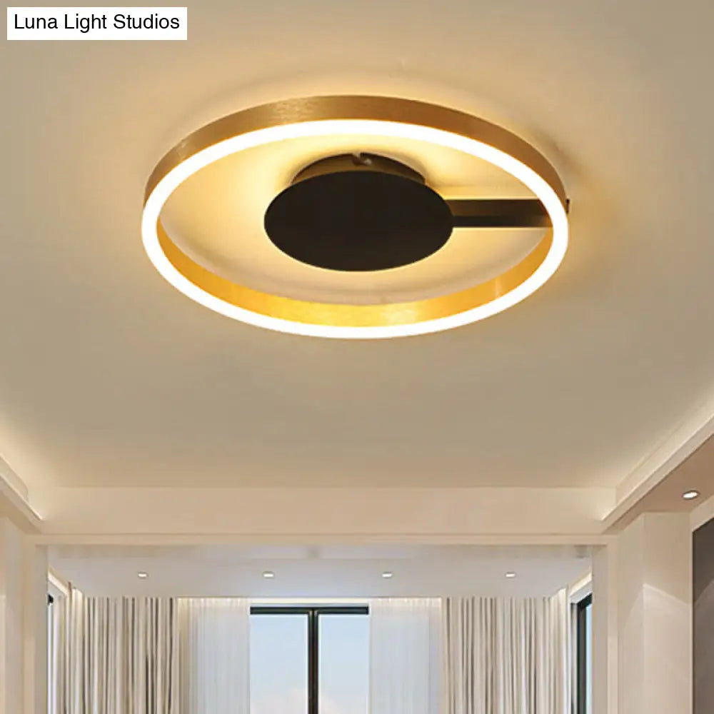 Gold Minimalist Led Bedroom Flushmount Light 16/23.5 Circular Acrylic Design / 16