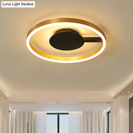 Gold Minimalist Led Bedroom Flushmount Light 16/23.5 Circular Acrylic Design / 16