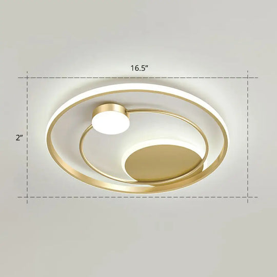 Gold Minimalist Led Ceiling Light With Flush Mount And Acrylic Shade / 16.5’ White