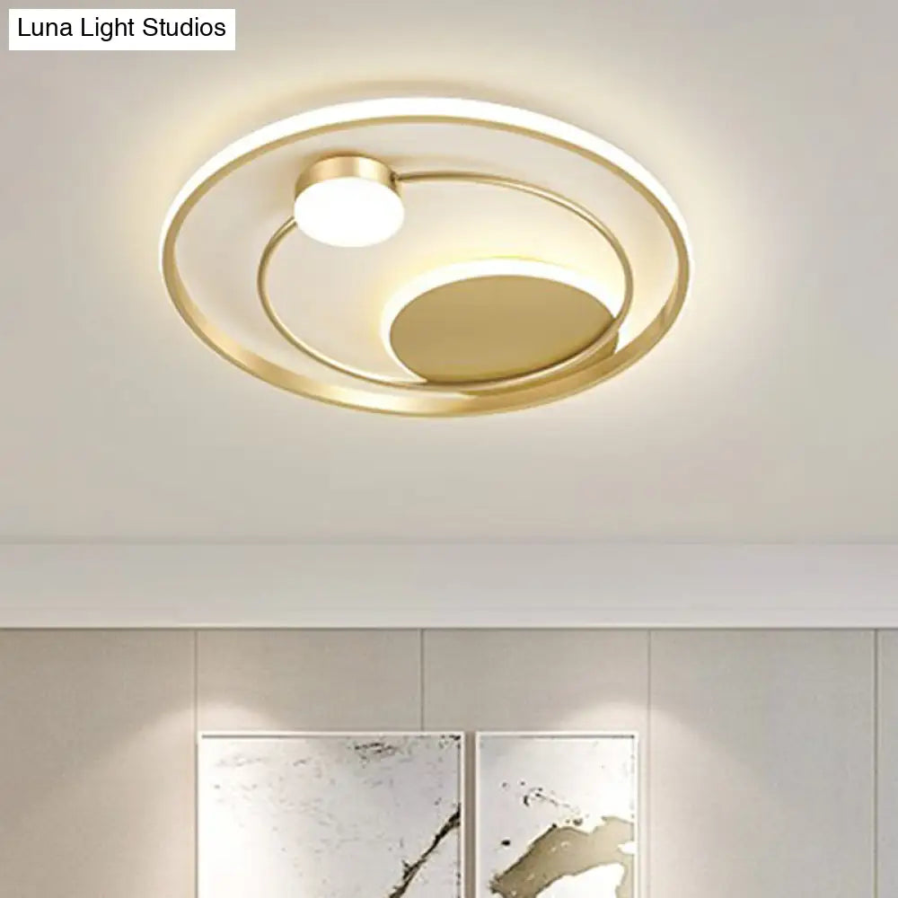 Gold Minimalist Led Ceiling Light With Flush Mount And Acrylic Shade