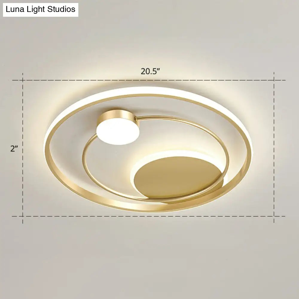 Gold Minimalist Led Ceiling Light With Flush Mount And Acrylic Shade / 20.5 Remote Control Stepless