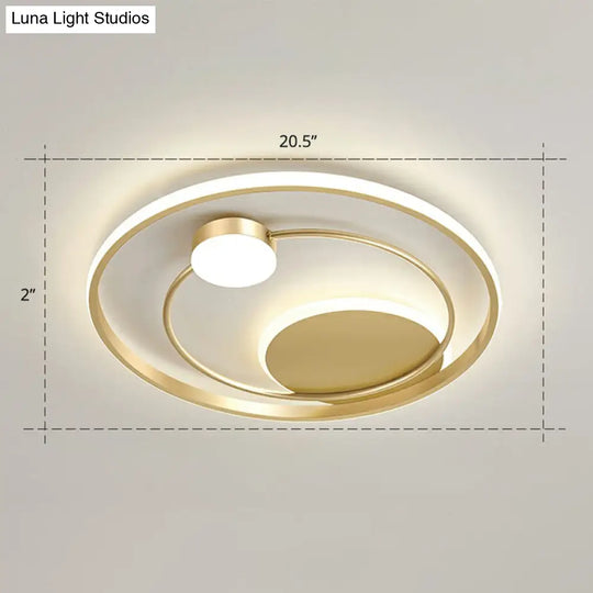 Gold Minimalist Led Ceiling Light With Flush Mount And Acrylic Shade / 20.5 Remote Control Stepless
